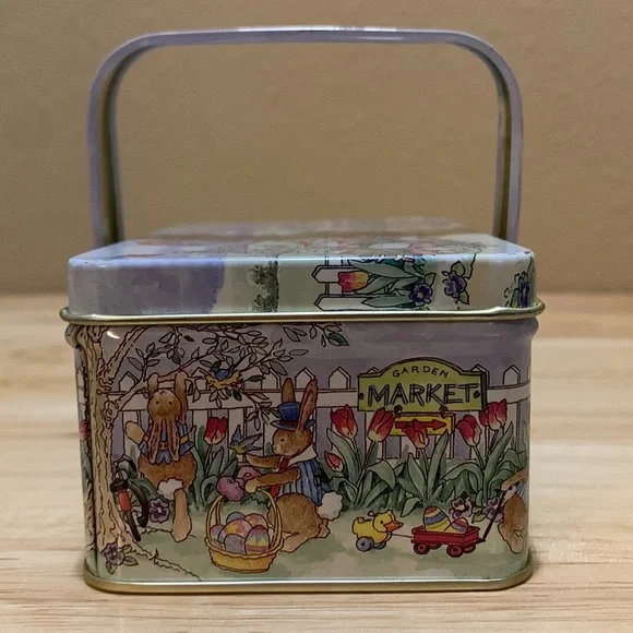 Small Easter tins with lids and handles. bunnies, Van Duyn chocolates. - Picture 7 of 16